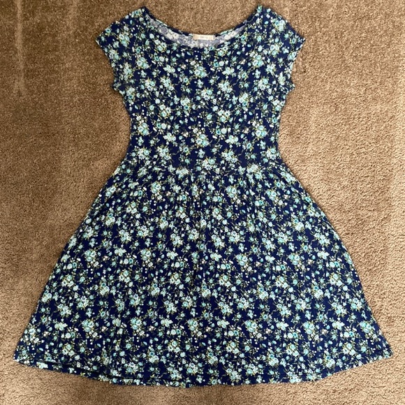 Timing blue and green floral print preppy lightweight dress - Picture 13 of 13